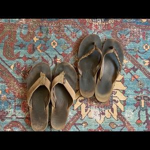 Rainbow Flip Flops Brown Leather Size 8